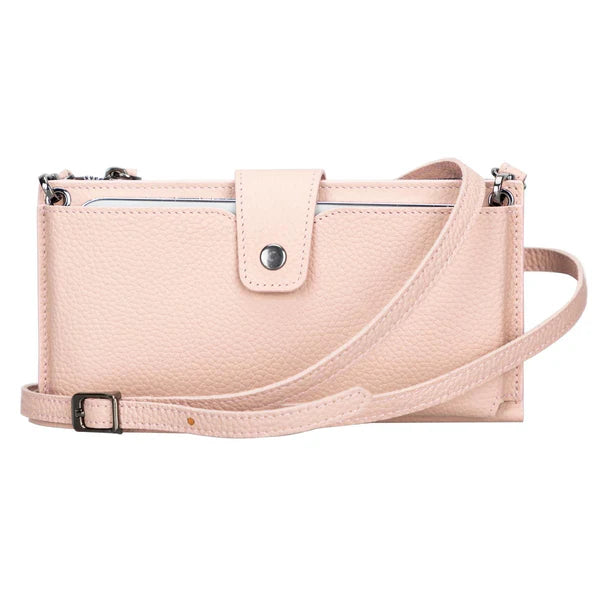 Leather Women's Cell Phone Wallet with Strap – Crossbody, Multi-Compartment